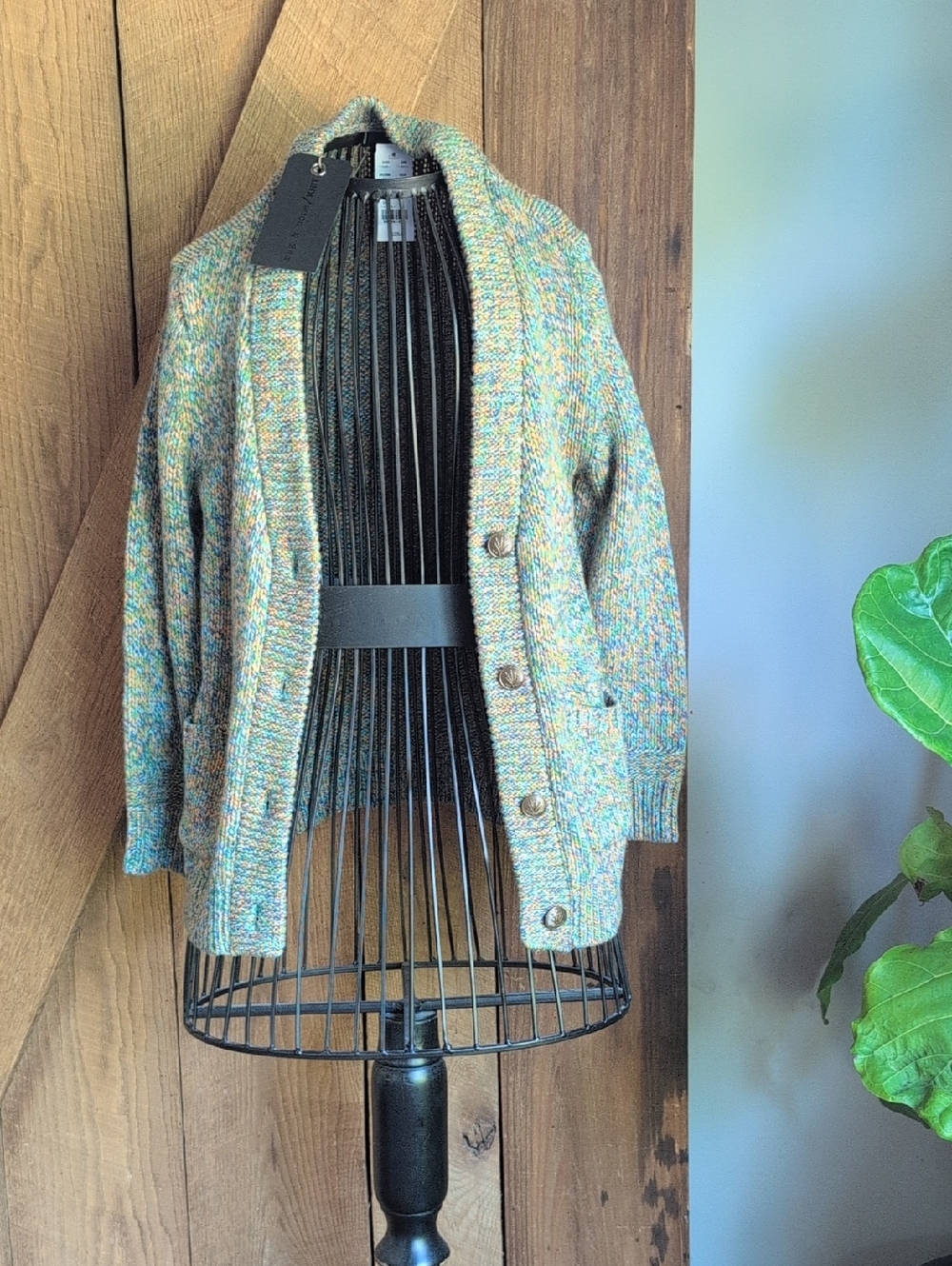 rag & bone Multicolor Marled Knit Cardigan in Blue, Green & Yellow